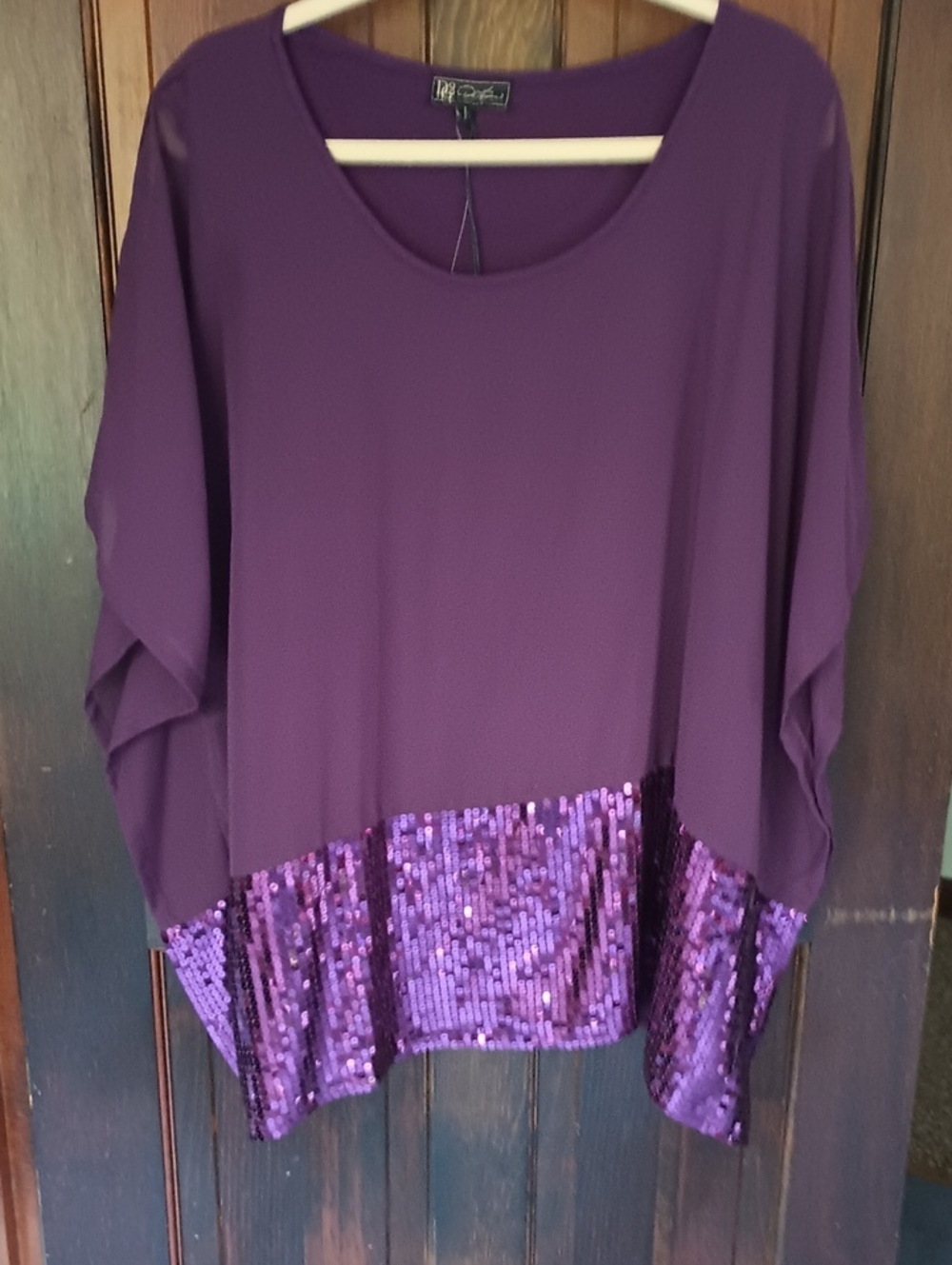 DG2 by Diane Gilman Deep Purple Sequin-Hem Tunic